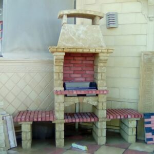 Barbecue en pierre naturelle avec 2 banquettes (BFPN03)