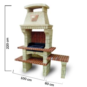 Barbecue fixe pierre avec banquette (BFPN02)