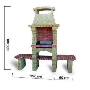 Barbecue en pierre naturelle avec 2 banquettes (BFPN03)