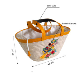 Couffin en paille motif oiseau CPO11