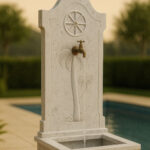 Fontaine murale pour jardin en marbre FMM02 couv