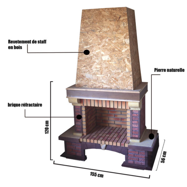 cheminee decoratif interieur en pierre CDP03 dim