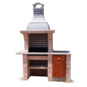 Barbecue fixe en pierre avec cheminé modèle (BPC09)