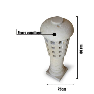 Lampe de jardin en pierre coquillage LM01