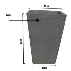 Pot carré en béton pour extérieur modèle PCB10