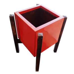 Pot de fleurs cube avec support en bois PCSU01