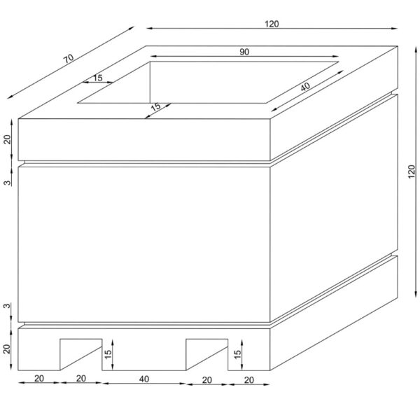 Bac a fleur géant en béton Réf BFG120 dimm