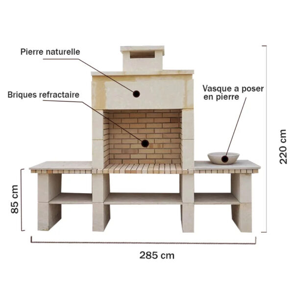 Barbecue en pierre grand format dim