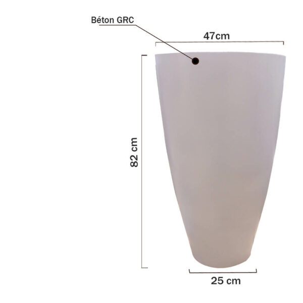Cache pot conique en béton GRC Ref CP003 dim
