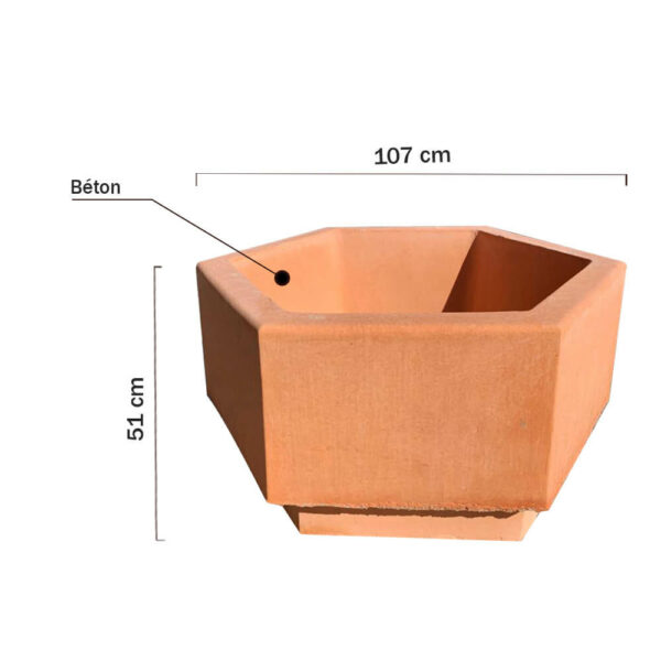 Grand bac a fleur hexagonale pour extérieur gb12 dim