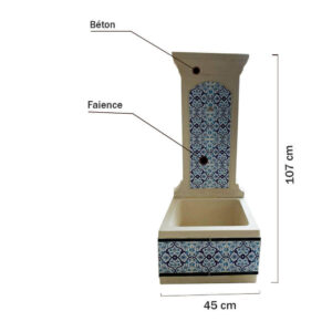 Fontaine murale faïence motif bleue- FM20