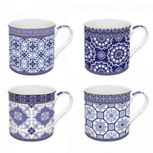 Coffret 4 mugs 300 ml en porcelaine Azulejo