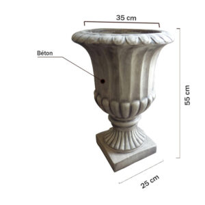 Vase de jardin cache pot sur pied en béton BF015