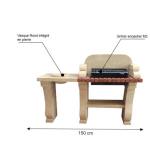 Barbecue en pierre mini avec évier – PB06