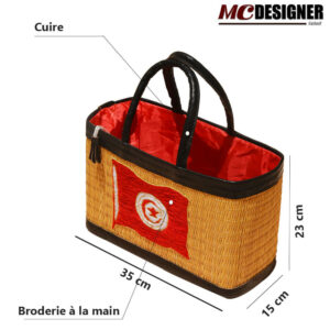 Sac à main artisanal en cuire et smar motif Tunisie
