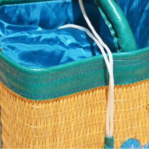 Sac à main artisanal en smar motif Fleure bleue