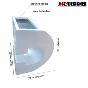 Pot de Fleur en resine Forme D 70x70x100 cm