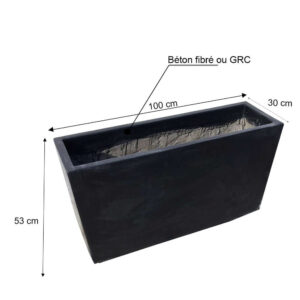 Jardinière rectangulaire en béton fibré Ref JBF12