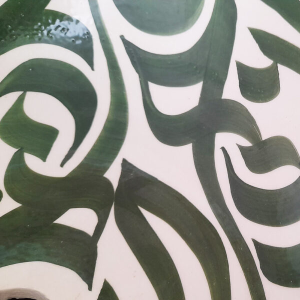 vasque a poser fait main modele arabesque vert peinture