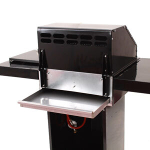 Barbecue gaz 3 bruleurs et 1 auxiliaire en acier noir