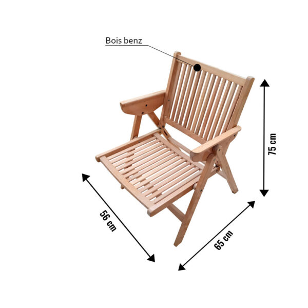 chaise pliante en bois benz el borj dimension