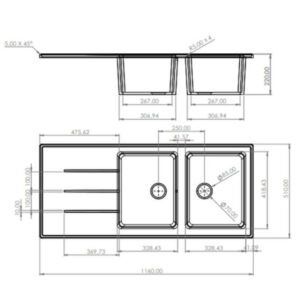 Evier de cuisine à encastrer avec deux cuves