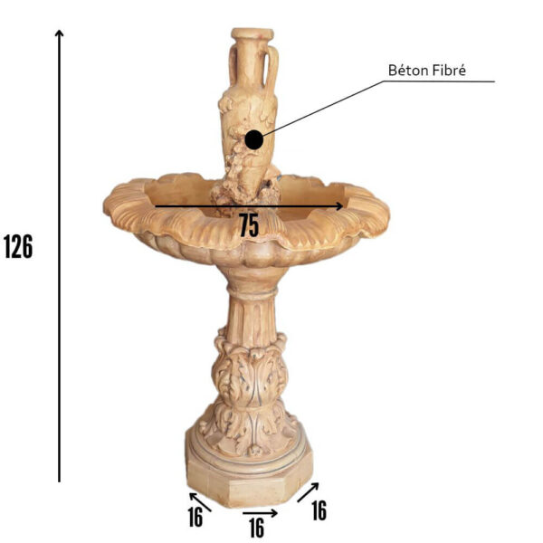 fontaine de jardin centrale en béton fibré - F06