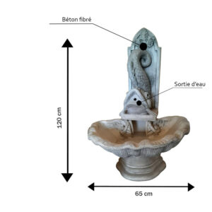 Fontaine murale forme poisson en béton fibré