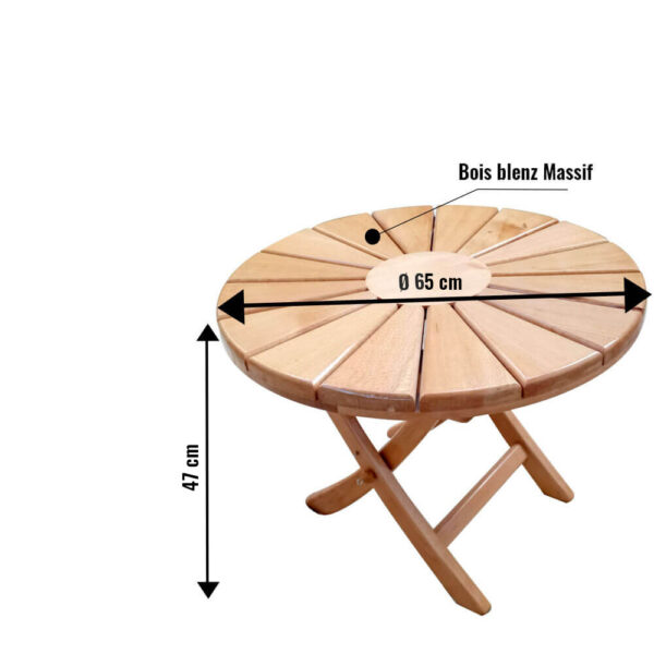 table basse ronde pliable motif soleil Ø60cm TB004