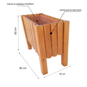 Cache pot de fleur en bois Benz Réf CPB90