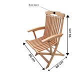 Chaise pliante en bois Benz modèle Soleil CH005