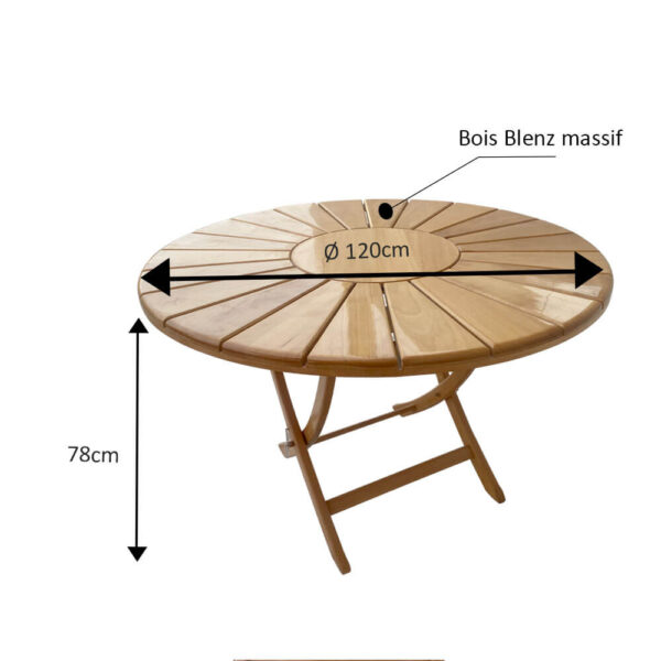 Table ronde en bois blenz soleil Ø120cm a