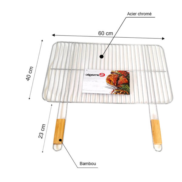 Grille de barbecue rectangulaire simple 60x40cm SOMAGIC