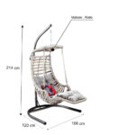 Balançoire suspendue en rotin avec coussin