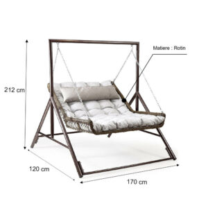 Lit Balançoire suspendue en rotin Capri