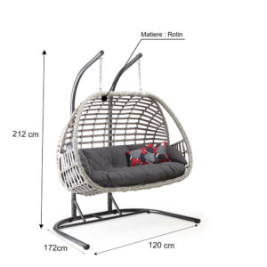 Balançoire suspendue Double en rotin Capri Oylat