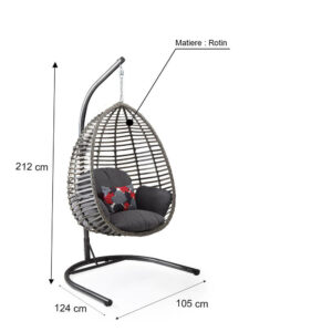 Chaise suspendue en rotin Gumbet Capri