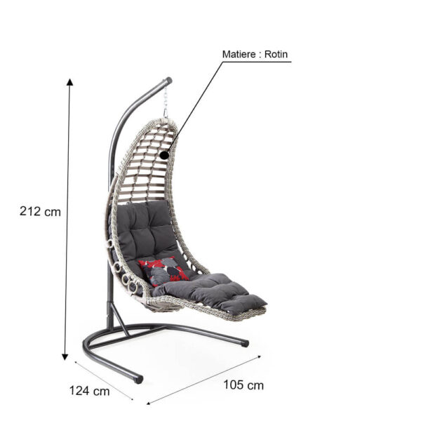 fauteuil suspendue en rotin capri bodrum dimension