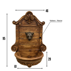 Fontaine murale en résine avec tête de lion F012