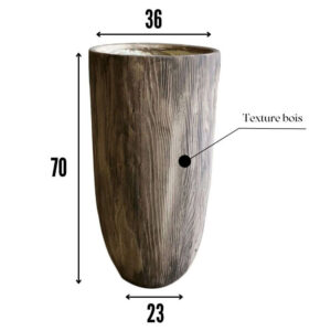 Pot de fleur effet bois en GRC Réf CPCP019