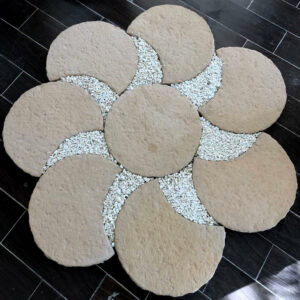 Ensemble de Pas japonais motif Lune en béton P010