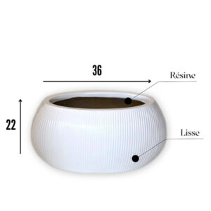 Petit Bac a fleur en résine forme ovale strié cp033