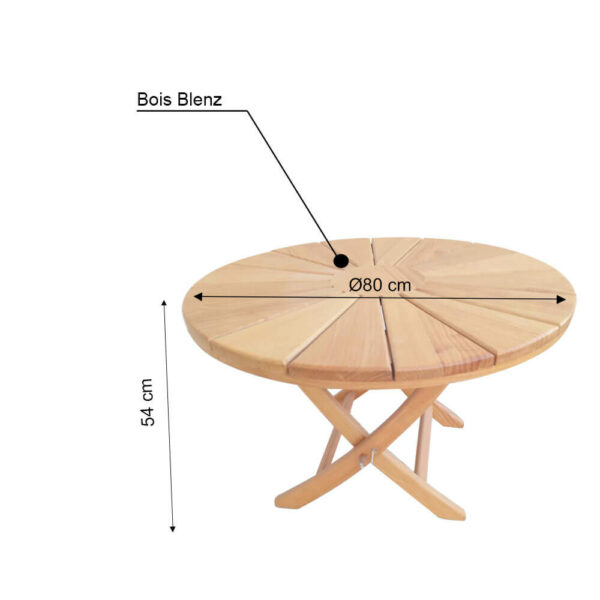 Table basse ronde pliante soleil Ø80cm TB005