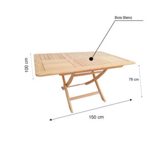 Table pliante rectangulaire 1.5x1m Réf TA012