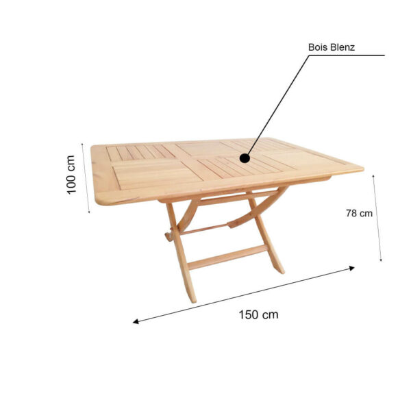 Table pliante rectangulaire 1.5x1m Réf TA012