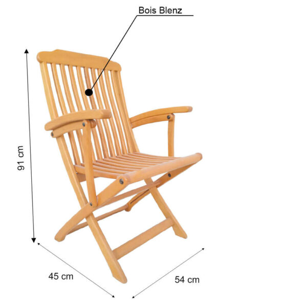 chaise lune pliante en bois avec accoudoir CH003