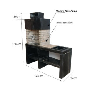 Barbecue extérieure en briques et marbre BPM13