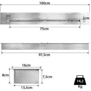 Cheminée éthanol rectangulaire intégré Réf F100