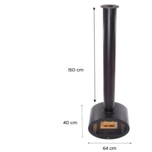 Cheminée Bioéthanol Suspendue Noire 190cm