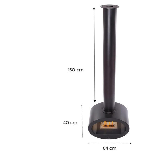 Cheminée Bioéthanol Suspendue Noire 190cm dim